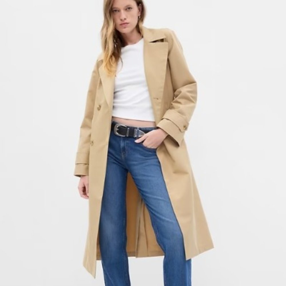 GAP Icon Trench Coat in Khaki Tan, Size Small